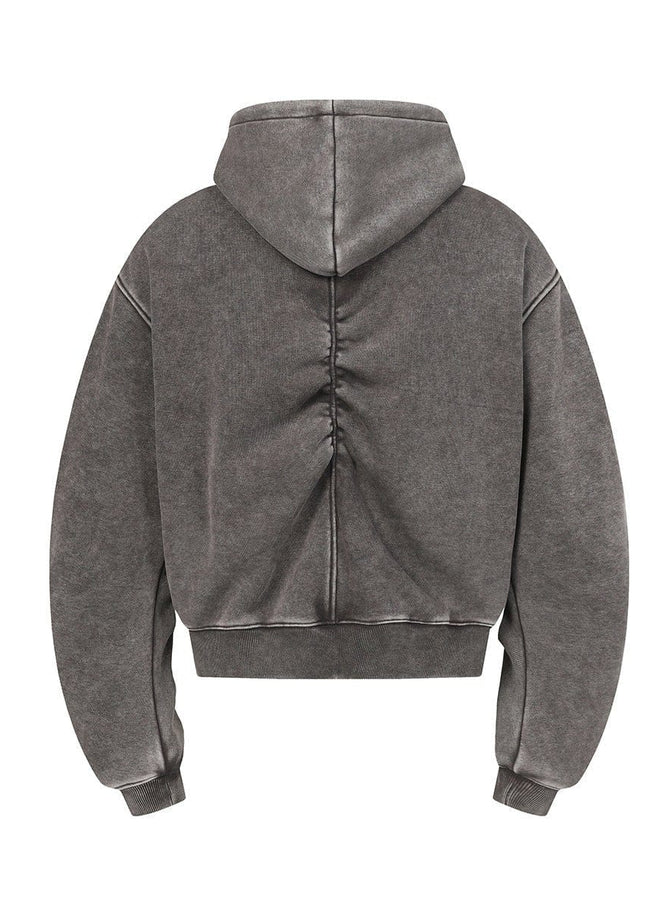 TALKLESSFASHION Jiayiku Men's Fall 2025 New American Street Personality Hoodie Pleated Washed Old Hoodie with Fleece