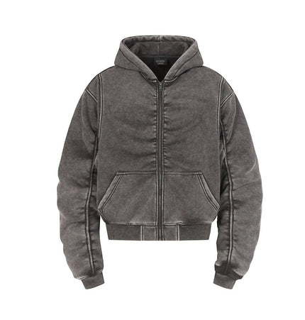 TALKLESSFASHION Jiayiku Men's Fall 2025 New American Street Personality Hoodie Pleated Washed Old Hoodie with Fleece