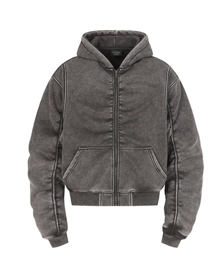 TALKLESSFASHION Jiayiku Men's Fall 2025 New American Street Personality Hoodie Pleated Washed Old Hoodie with Fleece
