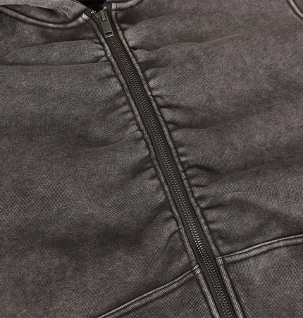 TALKLESSFASHION Jiayiku Men's Fall 2025 New American Street Personality Hoodie Pleated Washed Old Hoodie with Fleece