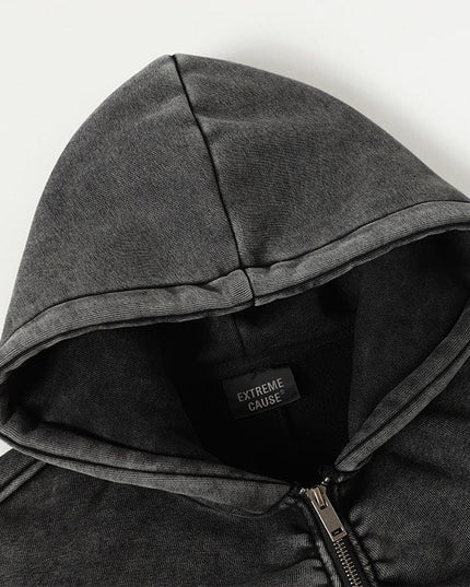 TALKLESSFASHION Jiayiku Men's Fall 2025 New American Street Personality Hoodie Pleated Washed Old Hoodie with Fleece