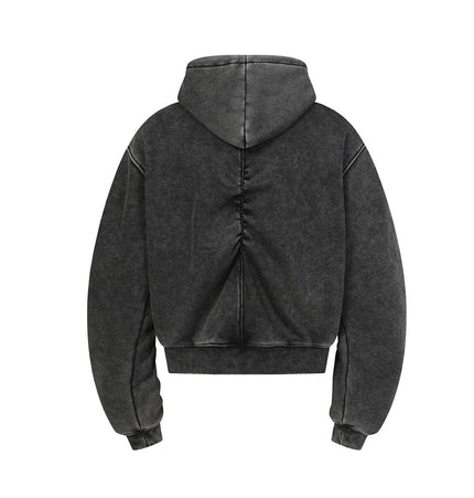 TALKLESSFASHION Jiayiku Men's Fall 2025 New American Street Personality Hoodie Pleated Washed Old Hoodie with Fleece