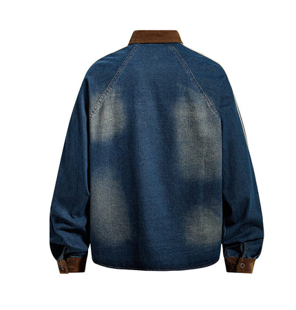 THETLSTUDIO Jiayiku Men's Spring 2026 New American Campus Style Retro Washed Denim Shirt National Tide Embroidered Shirt