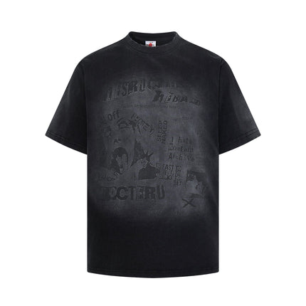 TALKLESSFASHION Jiayiku Men's Summer 2026 New American Street Hip Hop Trendy Brand Tee Cultural Shirt Dark Washed T-Shirt