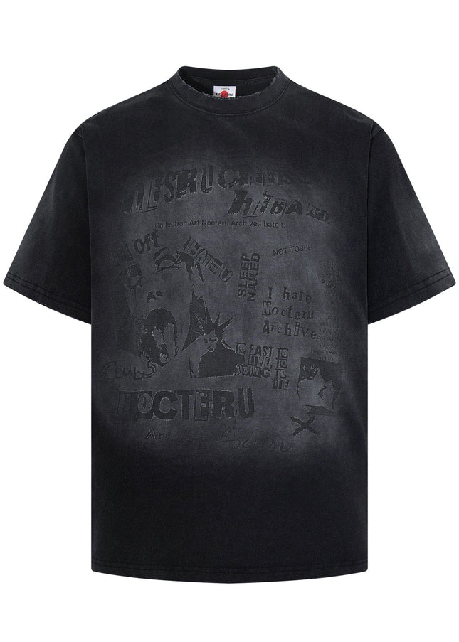 TALKLESSFASHION Jiayiku Men's Summer 2026 New American Street Hip Hop Trendy Brand Tee Cultural Shirt Dark Washed T-Shirt