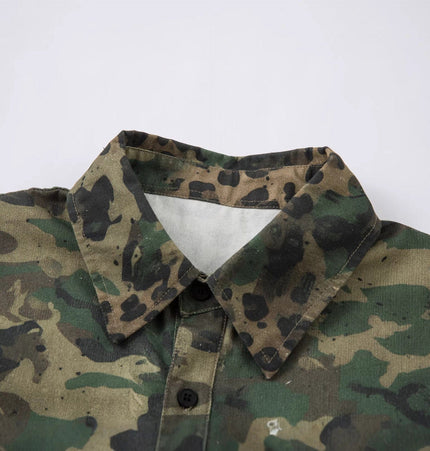 THETLSTUDIO Jiayiku's 2026 new American street trendy brand leopard print camouflage shirt long-sleeved ins trendy street ruffian shirt