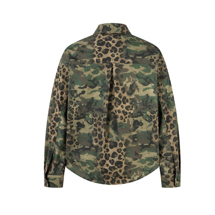 TALKLESSFASHION Jiayiku's 2026 new American street trendy brand leopard print camouflage shirt long-sleeved ins trendy street ruffian shirt