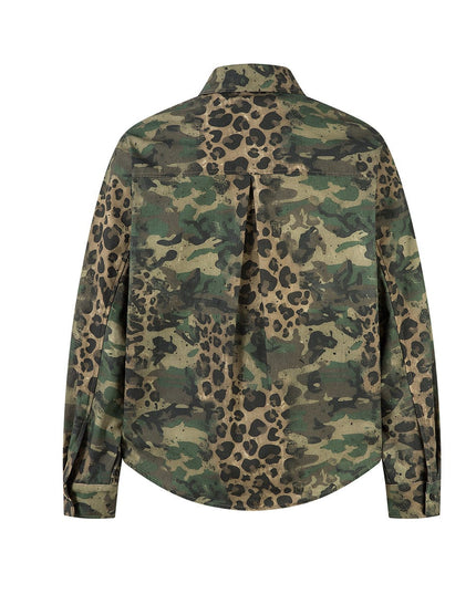 TALKLESSFASHION Jiayiku's 2026 new American street trendy brand leopard print camouflage shirt long-sleeved ins trendy street ruffian shirt