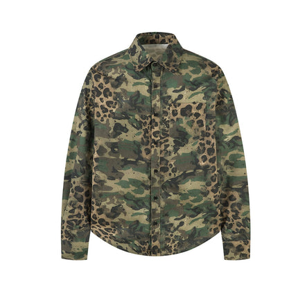 TALKLESSFASHION Jiayiku's 2026 new American street trendy brand leopard print camouflage shirt long-sleeved ins trendy street ruffian shirt