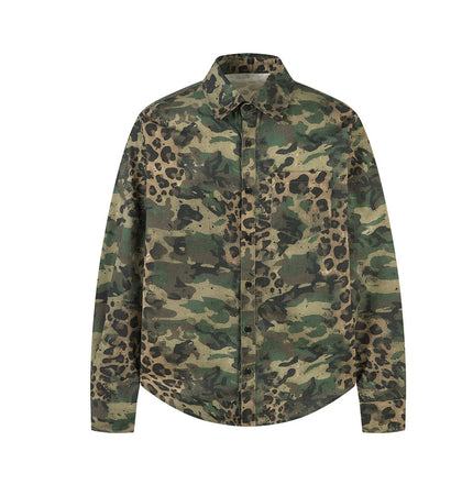THETLSTUDIO Jiayiku's 2026 new American street trendy brand leopard print camouflage shirt long-sleeved ins trendy street ruffian shirt