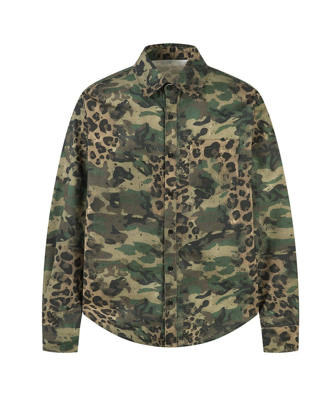 TALKLESSFASHION Jiayiku's 2026 new American street trendy brand leopard print camouflage shirt long-sleeved ins trendy street ruffian shirt