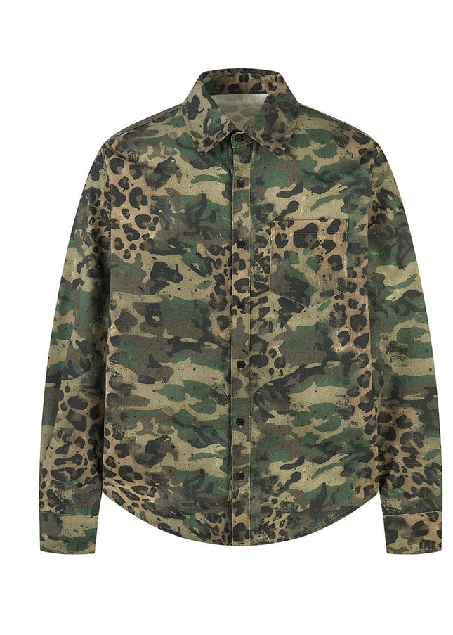 TALKLESSFASHION Jiayiku's 2026 new American street trendy brand leopard print camouflage shirt long-sleeved ins trendy street ruffian shirt