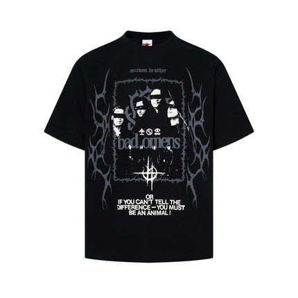 TALKLESSFASHION Jiayiku's 2026 new American street trendy brand tee dark punk print T-shirt waffle short-sleeved top