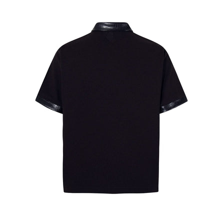 TALKLESSFASHION Jiayiku's 2026 new arrival American street dark thorn waffle short-sleeved T-shirt patchwork lapel polo shirt
