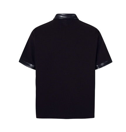 THETLSTUDIO Jiayiku's 2026 new arrival American street dark thorn waffle short-sleeved T-shirt patchwork lapel polo shirt