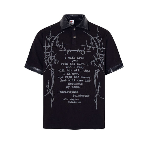 THETLSTUDIO Jiayiku's 2026 new arrival American street dark thorn waffle short-sleeved T-shirt patchwork lapel polo shirt