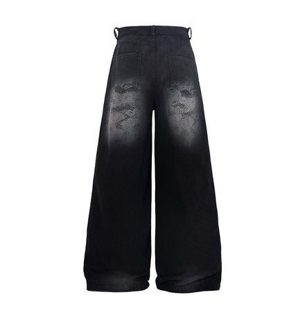 THETLSTUDIO Jiayiku's 2026 new arrivals, American high street RO style, heavy washed wide-leg jeans, loose python pattern floor-length pants