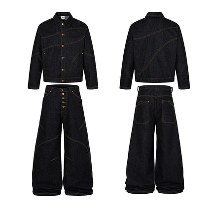 TALKLESSFASHION Jiayiku's 2026 new arrivals, American retro old money style, deconstructed design, washed water, primary color denim jacket, jacket for men