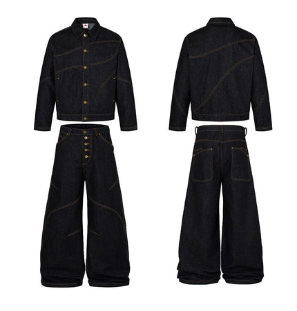 TALKLESSFASHION Jiayiku's 2026 new arrivals, American retro old money style, deconstructed design, washed water, primary color denim jacket, jacket for men
