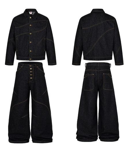 TALKLESSFASHION Jiayiku's 2026 new arrivals, American retro old money style, deconstructed design, washed water, primary color denim jacket, jacket for men