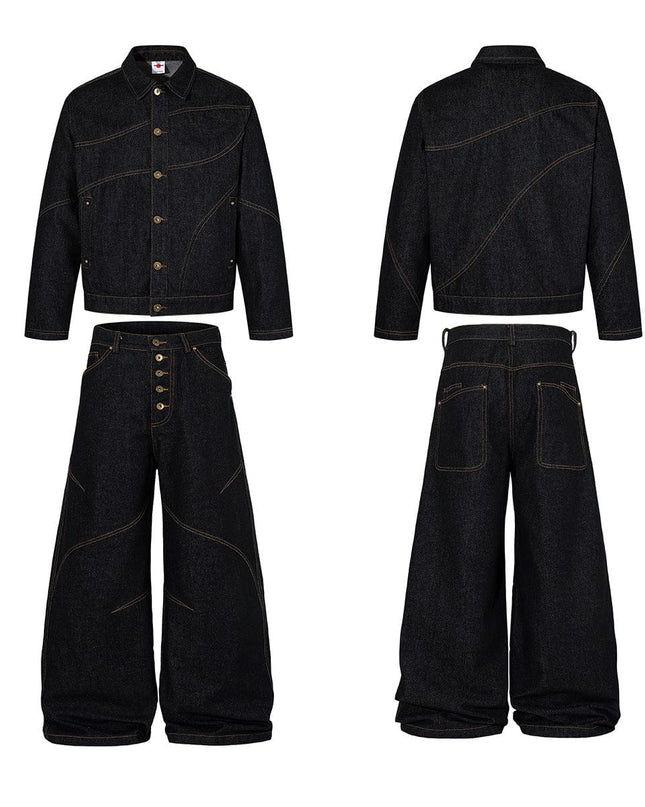 TALKLESSFASHION Jiayiku's 2026 new arrivals, American retro old money style, deconstructed design, washed water, primary color denim jacket, jacket for men