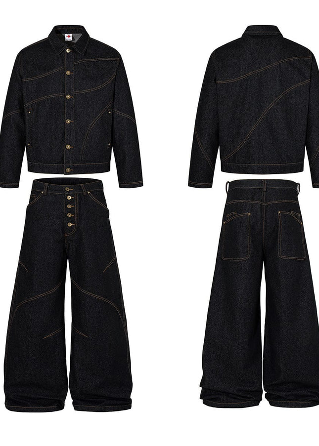 TALKLESSFASHION Jiayiku's 2026 new arrivals, American retro old money style, deconstructed design, washed water, primary color denim jacket, jacket for men