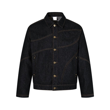 TALKLESSFASHION Jiayiku's 2026 new arrivals, American retro old money style, deconstructed design, washed water, primary color denim jacket, jacket for men