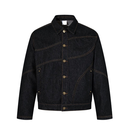 TALKLESSFASHION Jiayiku's 2026 new arrivals, American retro old money style, deconstructed design, washed water, primary color denim jacket, jacket for men