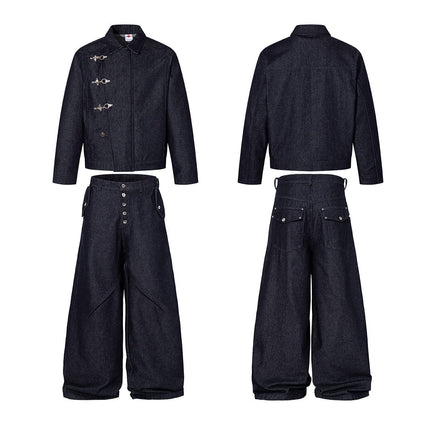 TALKLESSFASHION Jiayiku's 2026 new arrivals, American retro old money, wind-washed water, primary color denim jacket, airplane buckle, cargo jacket, men