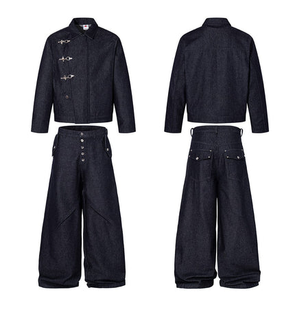 THETLSTUDIO Jiayiku's 2026 new arrivals, American retro old money, wind-washed water, primary color denim jacket, airplane buckle, cargo jacket, men