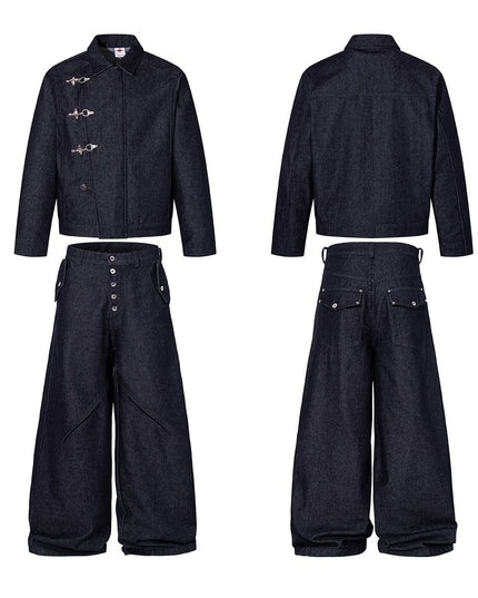 TALKLESSFASHION Jiayiku's 2026 new arrivals, American retro old money, wind-washed water, primary color denim jacket, airplane buckle, cargo jacket, men