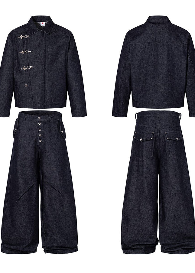 TALKLESSFASHION Jiayiku's 2026 new arrivals, American retro old money, wind-washed water, primary color denim jacket, airplane buckle, cargo jacket, men
