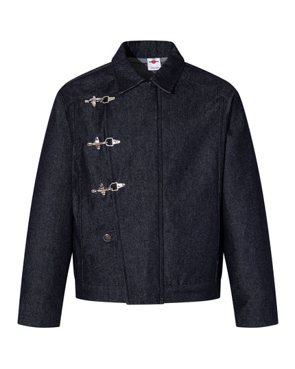 TALKLESSFASHION Jiayiku's 2026 new arrivals, American retro old money, wind-washed water, primary color denim jacket, airplane buckle, cargo jacket, men