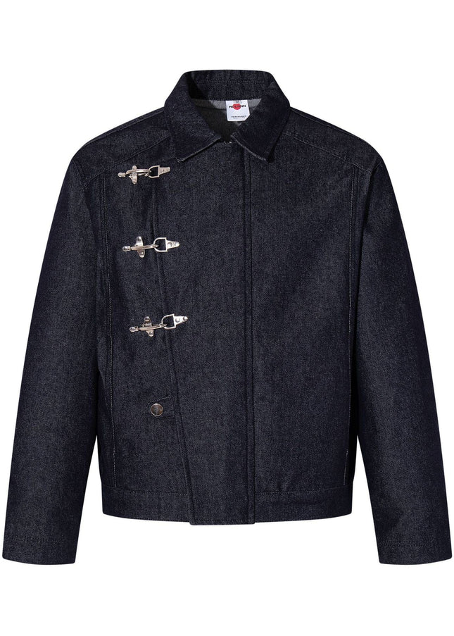 TALKLESSFASHION Jiayiku's 2026 new arrivals, American retro old money, wind-washed water, primary color denim jacket, airplane buckle, cargo jacket, men