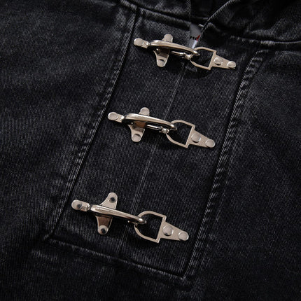TALKLESSFASHION Jiayiku's 2026 new arrivals, American trendy brand retro heavyweight washed denim jackets, airplane buckle sweatshirts, hooded jackets