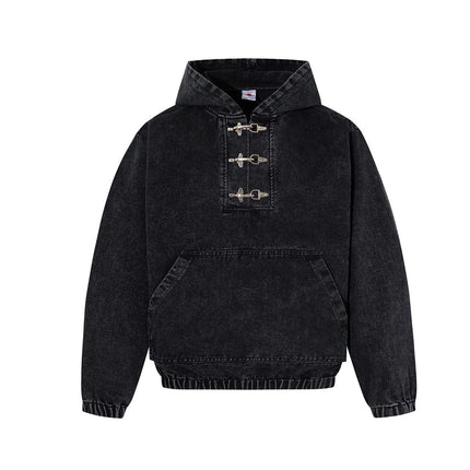 TALKLESSFASHION Jiayiku's 2026 new arrivals, American trendy brand retro heavyweight washed denim jackets, airplane buckle sweatshirts, hooded jackets