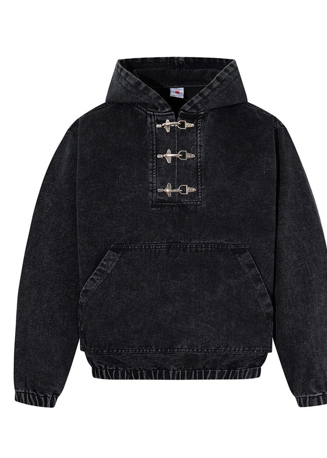 TALKLESSFASHION Jiayiku's 2026 new arrivals, American trendy brand retro heavyweight washed denim jackets, airplane buckle sweatshirts, hooded jackets