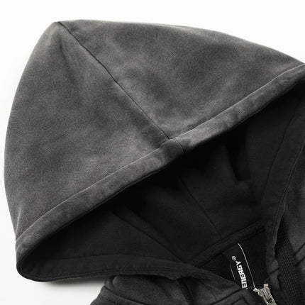 TALKLESSFASHION Jiayiku's 2026 new wasteland feng shui wash patch embroidered zipper sweatshirt jacket men's and women's American street hoodies