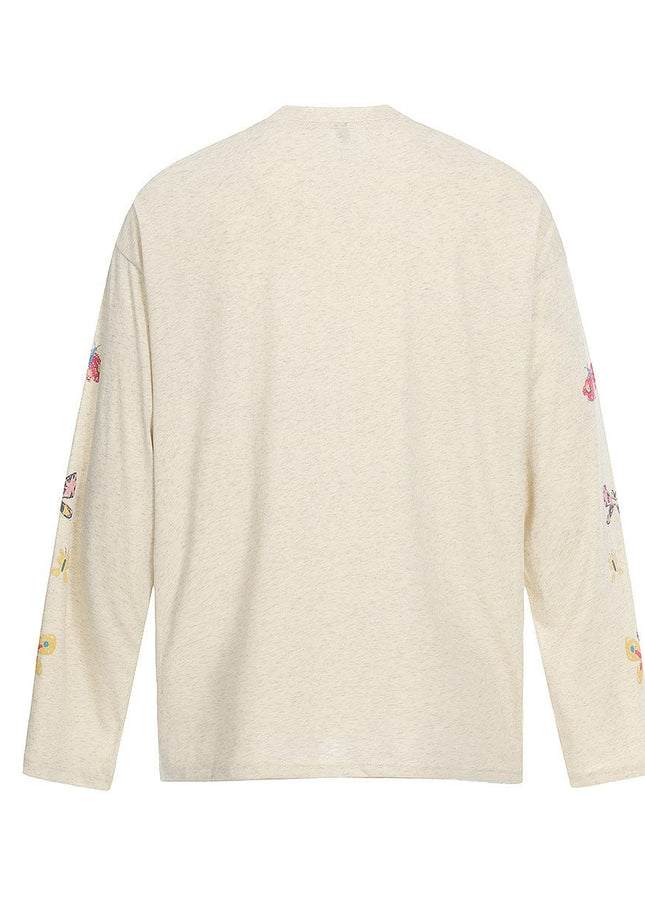 TALKLESSFASHION Jiayiku's 2026 spring/summer new printed T-shirt long-sleeved American trendy brand personalized graffiti color sports base shirt