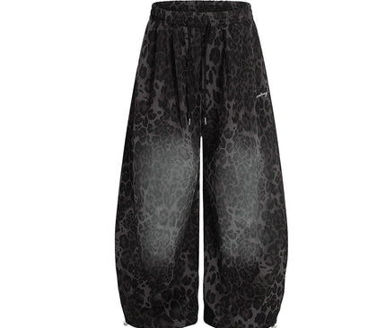 TALKLESSFASHION Jiayiku trendy brand 2025 American retro leopard print sweatpants scimitar pants men's and women's vibe ruffians handsome loose wide-leg pants