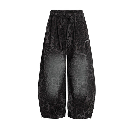 TALKLESSFASHION Jiayiku trendy brand 2025 American retro leopard print sweatpants scimitar pants men's and women's vibe ruffians handsome loose wide-leg pants