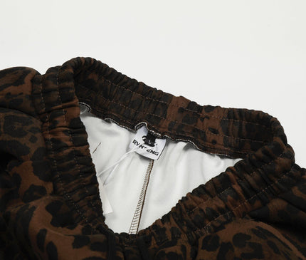TALKLESSFASHION Jiayiku trendy brand 2025 American retro leopard print sweatpants scimitar pants men's and women's vibe ruffians handsome loose wide-leg pants