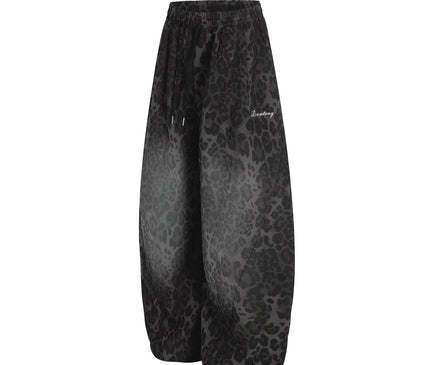 TALKLESSFASHION Jiayiku trendy brand 2025 American retro leopard print sweatpants scimitar pants men's and women's vibe ruffians handsome loose wide-leg pants