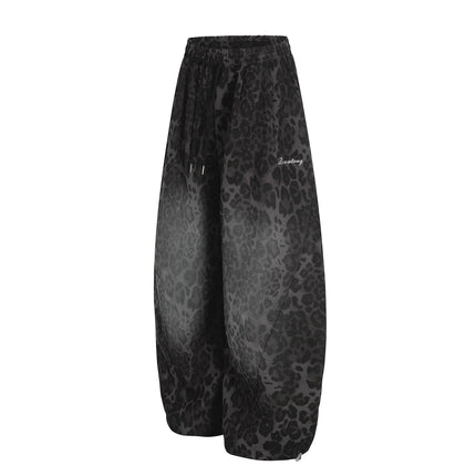TALKLESSFASHION Jiayiku trendy brand 2025 American retro leopard print sweatpants scimitar pants men's and women's vibe ruffians handsome loose wide-leg pants