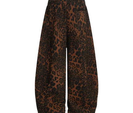 TALKLESSFASHION Jiayiku trendy brand 2025 American retro leopard print sweatpants scimitar pants men's and women's vibe ruffians handsome loose wide-leg pants