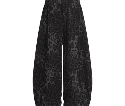 TALKLESSFASHION Jiayiku trendy brand 2025 American retro leopard print sweatpants scimitar pants men's and women's vibe ruffians handsome loose wide-leg pants