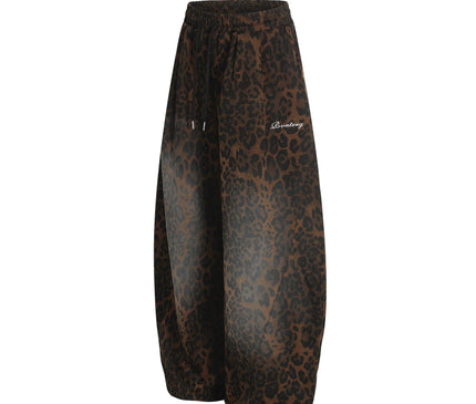 TALKLESSFASHION Jiayiku trendy brand 2025 American retro leopard print sweatpants scimitar pants men's and women's vibe ruffians handsome loose wide-leg pants