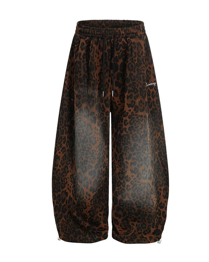 TALKLESSFASHION Jiayiku trendy brand 2025 American retro leopard print sweatpants scimitar pants men's and women's vibe ruffians handsome loose wide-leg pants