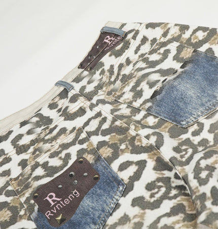 THETLSTUDIO Jiayiku trendy brand 2025 autumn new American leopard print scimitar jeans men's and women's vibe loose wide-leg trousers
