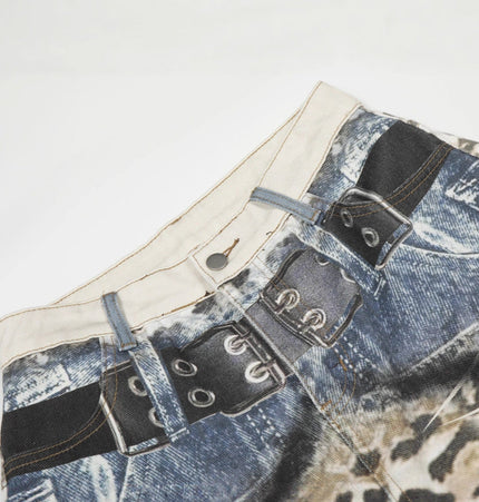 THETLSTUDIO Jiayiku trendy brand 2025 autumn new American leopard print scimitar jeans men's and women's vibe loose wide-leg trousers